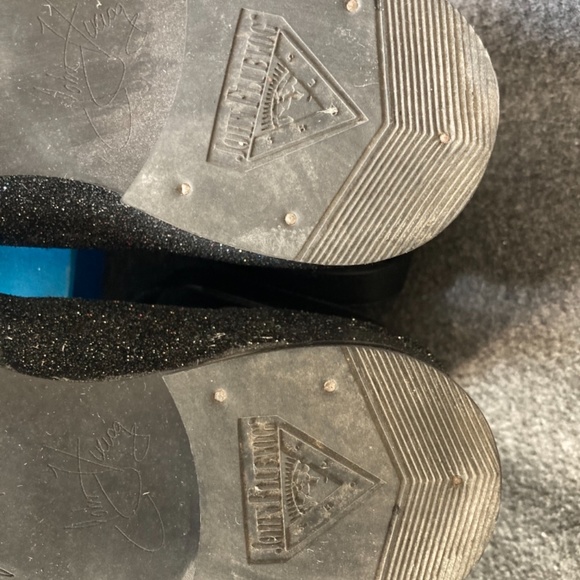 Fluevog Donita Swordfish - low boot with ankle strap- black glitter - women’s 8 - Picture 9 of 12